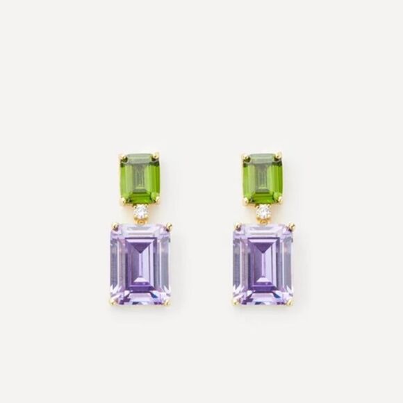 New KENNETH JAY LANE 20 CT Gold Plated Double Emerald Cut Cubic Zirconia… - Picture 3 of 11